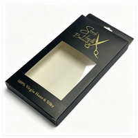 Caja de Embalaje de Cartón con Logotipo Personalizado y Colorido, Caja de Embalaje para Extensiones de Cabello con Ventanas de PVC