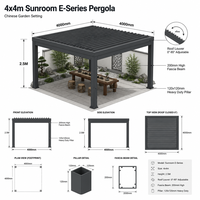 Pergola moderne en aluminium à lames orientables, résistante au vent, pour l'extérieur, série E, gazebo motorisé, imperméable, kit de pavillon haute résistance 6063-T6