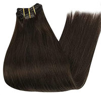 Extensions de cheveux naturels à clips, 100% cheveux humains vierges Remy, longs et lisses, invisibles et sans couture, vente en gros