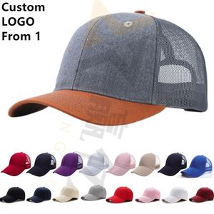 Custom Leather Patch Trucker Hats Laser Engraved Personalized Snapback Business Merch Company Logo Baseball Cap - Product Image 1