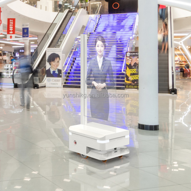 High Intelligence Robot Automatic Advertising Robot 55 Inch Transparent OLED Commercial Monitor Touch Screen Display