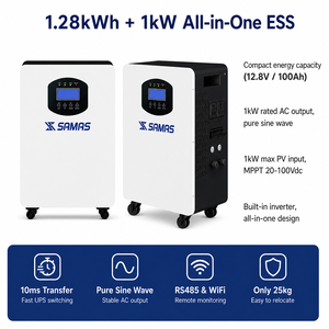SAMAS Système de Stockage d'Énergie Solaire Hybride Tout-en-un 12,8V 100Ah LiFePO4 avec Batterie et <span class=keywords><strong>Onduleur</strong></span> 1-5kWh pour Réseau Mobile ESS - Product Image 2
