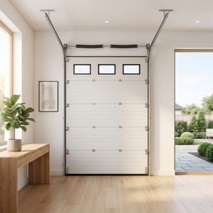 Porte sectionnelle industrielle en acier galvanisé à chaud, directement de l'usine, avec porte piétonne intégrée, certifiée CE, pour entrepôt - Product Image 4