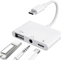 3-in-1 USB C zu USB-A OTG Splitter mit 3,5mm Audio Jack und PD Schnellladestation kompatibel mit iPhone 15, iPad Pro