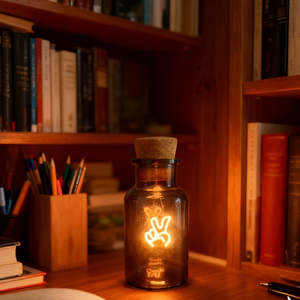 Lámpara de Diseño Único, Lámpara de Botella de Vidrio de Colores, Corazón, Deseo, Arcoíris, Bombilla LED Recargable USB-C, Luz de Regalo para Fines Decorativos - Product Image 3