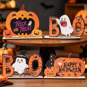 Letrero de <span class=keywords><strong>madera</strong></span> al por mayor para Halloween, fantasma, calabaza, truco o trato, centro de mesa, soporte decorativo, decoración de Halloween para el hogar. - Product Image 2