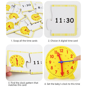 Kit <span class=keywords><strong>de</strong></span> <span class=keywords><strong>Reloj</strong></span> Interactivo para Niños, Juguete Educativo con Tarjetas <span class=keywords><strong>de</strong></span> Rompecabezas y Dados para el Aprendizaje Temprano del Reconocimiento del Tiempo - Product Image 3