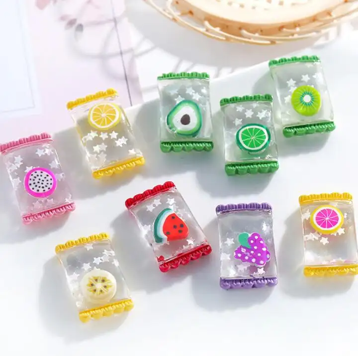 Abalorios de resina de caramelo, frutas de cristal de estilo coreano, Kawaii, Slime, en promoción