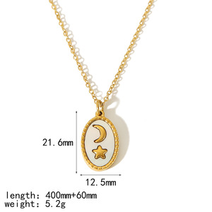 Collar con colgante de acero inoxidable chapado en oro de 18 quilates con diseño de luna y corazón, regalo de joyería para mujer, accesorio de moda. - Product Image 3