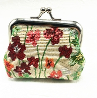 Grosir tas penyimpanan lipstik kecil Jacquard tas perubahan Hadiah dompet koin Hasp bunga kanvas Vintage
