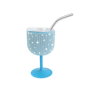Calice da Vino Scintillante da 4oz con Strass, Cannuccia e Coperchio, Mini Bicchiere in Acciaio Inox per Bar Boutique, Spedizione Rapida - Product Image 6