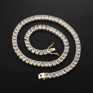 <span class=keywords><strong>Bijoux</strong></span> <span class=keywords><strong>d</strong></span>'<span class=keywords><strong>histoire</strong></span> de la mode CM collier de tennis en diamant plaqué <span class=keywords><strong>or</strong></span> 14 carats personnalisé Cadena De Tenis 5A chaînes baguette en zircone pour femmes - Product Image 1