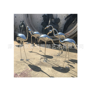 Sculpture d'art européenne et américaine en acier inoxydable, statue de flamant rose pour extérieur, décoration de jardin, statue animale artistique - Product Image 4