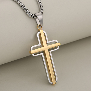 Bán buôn thiết kế mới Vòng cổ thời trang Đồ trang sức vàng đen mạ thép không gỉ tối giản Hollow Chéo Unisex Vòng cổ cho món quà - Product Image 2