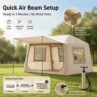 Tente gonflable de luxe pour le glamping, tissu Oxford 420D, imperméable, quatre saisons, ouverture automatique rapide, espace extra large, portable