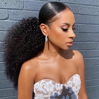 Queue de cheval ombrée bouclée avec cordon de serrage et mèches naturelles Vente en gros d'exte cheveux synthétiques pour femmes