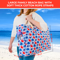 Sac de plage imperméable et sac de piscine avec poche isotherme, 7 poches au total, fermeture éclair supérieure, taille familiale