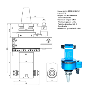 Cabezal Angular para Fresado Lateral, Cabezal de Fresado de Ángulo Recto de 90 Grados, Cabezal de Fresado Bidireccional, Cabezal Angular Mini con Cambio Automático de Herramienta - Product Image 2