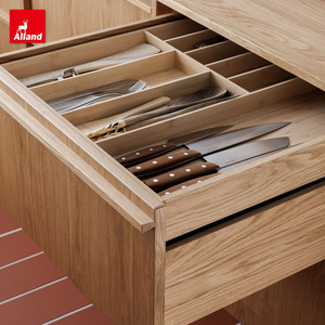 Armoire de cuisine AllandCabinet, style nordique Wabi Sabi Japandi, ferme, placage de chêne naturel, portes, garde-manger, rangement - Product Image 6