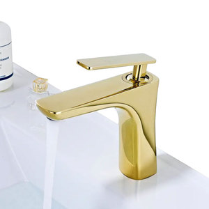 Robinet En Or Blanc Plate-Forme Moderne Bassin Monotrou Cuisson En Cuivre Chaud Et Froid Robinet En Or Noir - Product Image 1