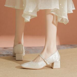 Nuevos Zapatos Mary Jane de Estilo Chino con Punta Cuadrada para Mujer, de Satén Jacquard con Perlas, de Una Sola Tira, Casuales, Planos, de Vestir - Product Image 6