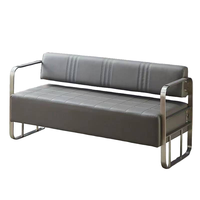 Canapé d'attente moderne en cuir PU, banc de réception client avec structure en acier inoxydable pour salon de coiffure et institut de beauté