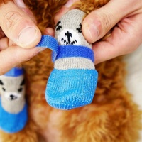 Chaussettes pour chien entièrement imperméables et antidérapantes, en coton pur élastique, avec sangle réglable à boucle et crochets, pour sols durs, carrelage et sols intérieurs.