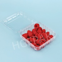 Contenedor de Plástico Transparente con Ventilación Tipo Clamshell 125B, Hecho de RPET Reciclado, para Empaque de Bayas Frescas como Arándanos y Frambuesas