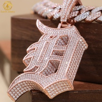 Pendentif de Luxe Diamant Moissanite VVS Iced Out Bijoux Hip-Hop Lettre Initiale Argent 925 Personnalisé