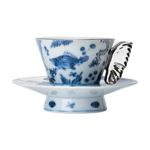 Taza de Té de Cerámica Azul Finlandesa Antigua de Estilo Americano-Chino Behan, para Café Latte, Flores, Té de la Tarde, Estilo Mediados de Siglo - Product Image 5