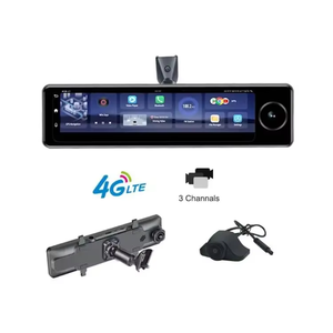 3Chs 1080 + 720 + 720P 기록 4G 10.88 "WIFI GPS ADAS 자동차 블랙 박스 안드로이드 8.1 4G 라이브 스트리밍 전화" IPS 미러카 <span class=keywords><strong>dvr</strong></span>