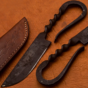 Couteau médiéval haut de gamme, fabriqué à la main en acier carbone, design d'inspiration médiévale, prise en main confortable, outil de bushcraft et de camping - Product Image 4