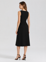 Robe maxi haut de gamme pour femmes, sans manches, en acétate, tissu lisse et respirant, motif uni élégant, lavable, service OEM importé