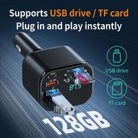 Chargeur de voiture à câble rétractable Bluetooth 5.0 Adaptateur FM 108W Charge rapide PD Affichage LED Tension universelle Gain de place Dissimulé