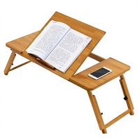 Table pliante moderne et minimaliste en bambou et fer pour l'apprentissage des enfants, idéale pour l'extérieur et comme bureau de lit paresseux