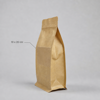 Sachets en papier kraft à fond plat avec fermeture à 8 côtés et fenêtre transparente, qualité alimentaire, logo personnalisé, faible MOQ 50 pour noix, thé, snacks - En stock