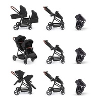 Poussette double Rainbow 3-1 800, pliage à une touche, cadre en alliage d'aluminium, ceinture de sécurité à 5 points, bonne poussette pour bébé, vente OEM