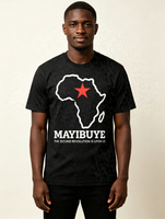 Camiseta Personalizada con Estampado de Mapa de África y Eslogan de Mayibuye, Negra, de Manga Corta, para Campaña Política, Venta al Por Mayor, Ropa, Camiseta Electoral