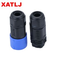 Conector de Alimentación RF para PCB, Serie XATLJ M19, 2-19 Pines, Macho/Hembra, Autoblocante, Impermeable IP67, con Certificación CE, ETL, UL94V-0, 25A