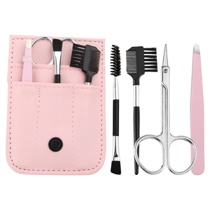 Juego de 4 Pinzas Profesionales Inclinadas de Acero Inoxidable, Brocha de Maquillaje para Cejas, Tijeras de Belleza, Peine para Depilación Facial y de Pestañas - Product Image 1