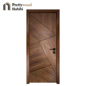 Prettywood अमेरिकी सरल डिजाइन आंतरिक कक्ष घर HDF MDF पैनल ठोस लकड़ी लिबास आधुनिक इंटीरियर दरवाजा