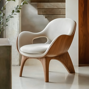 Sillón Moderno de Madera de Teca Maciza de Primera Calidad sin Brazos con Cojín de Terciopelo para el Hogar, Oficina, Sala de Estar, Comedor, Dormitorio - Product Image 3