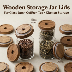 Couvercle de bocal en bois d'acacia WeWood du Vietnam avec marquage personnalisé, joint sécurisé, poignée encastrée, couvercle de boîte en bois gravé au laser pour aliments - Product Image 1