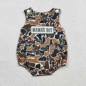 ชุดรอมเปอร์เด็กทารกสีน้ำตาลลายพรางพิมพ์ลาย Mama's Girl รุ่น SR3908 RTS สำหรับเด็กผู้หญิง ขายส่ง ชุดจั๊มสูทแขนกุดสำหรับเด็ก - Product Image 1