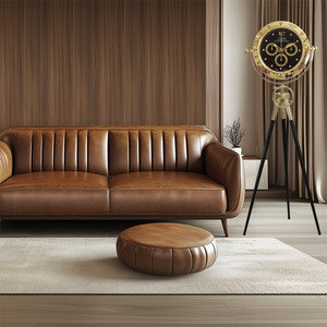 Floor <b>Clock</b> Standing <b>Clock</b> 146cm Height Antique Style Round Design Black Tripod Base - Product Image 2