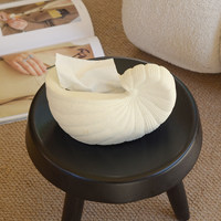 Boîte à mouchoirs en céramique de style Wabi-Sabi nordique, coquille vintage 3D stéréoscopique, rangement de serviettes, pour bureau, modèle ZJ002