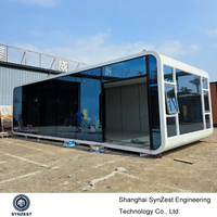 Maison mobile écologique moderne en forme de capsule spatiale, préfabriquée, modulaire, portable, sur roues, entièrement meublée
