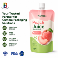 Pochette d'emballage personnalisée imprimée pour boissons, 120 ml, pour jus de fruits, boissons pour enfants, yaourt, avec bec verseur, format stand-up
