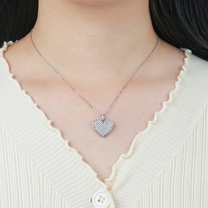 Factory Wholesale Eco-friendly Copper 14k Gold Filled Full Insert 5a Zircon Jewelry Women's Big Heart <b>Locket</b> Necklace - Product Image 5