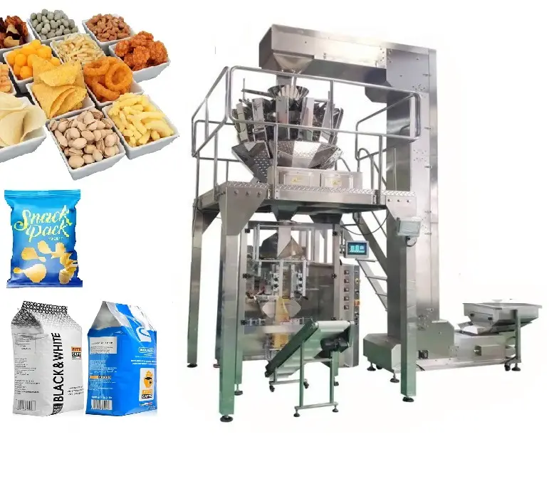 ماكينة وزن تلقائية، ماكينات تغليف وتغليف متعددة الوظائف لرقائق الطعام والبطاطس المقلية المجمدة والسكر والأرز والحبوب